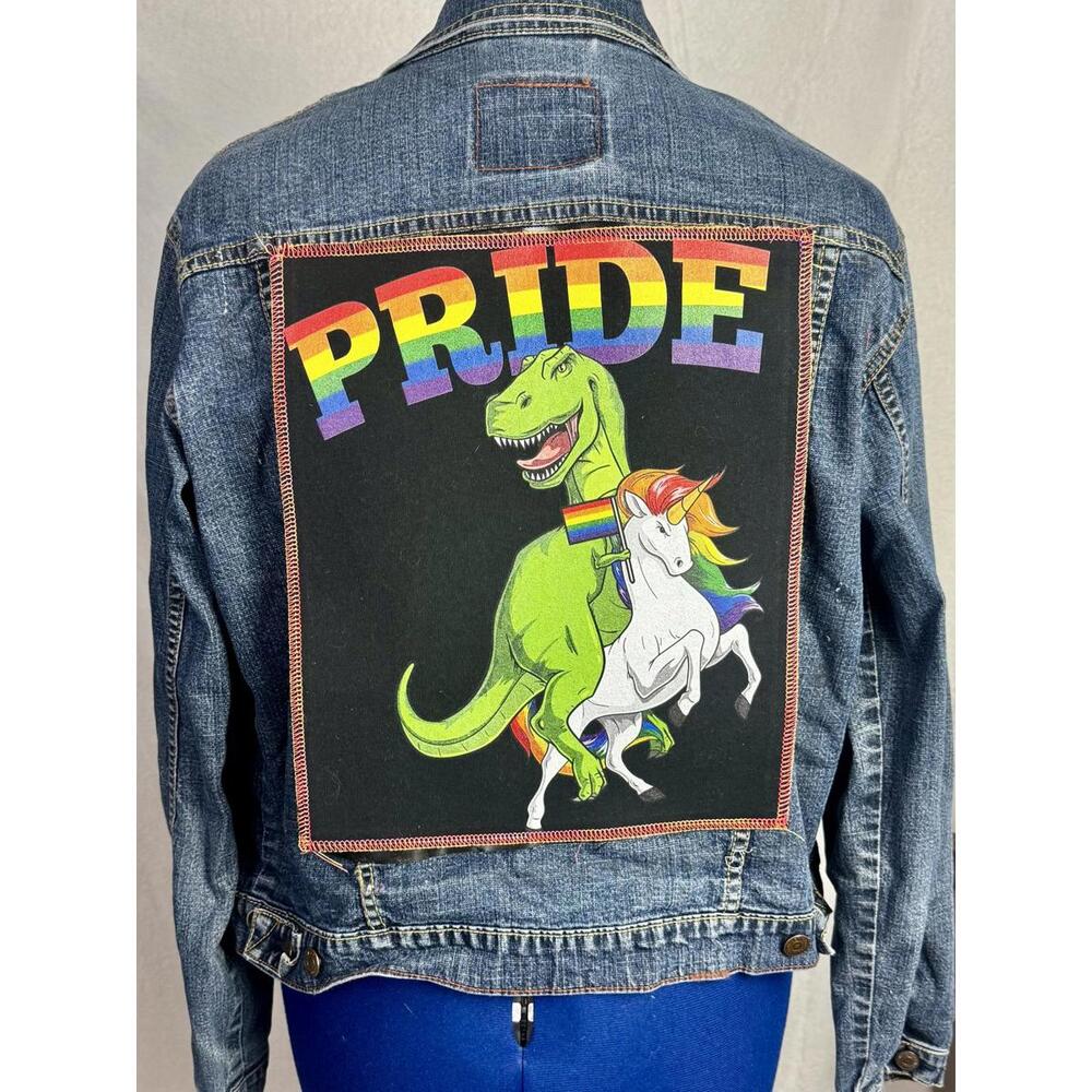 two face threads upcycled levi’s denim jacket int… - image 4